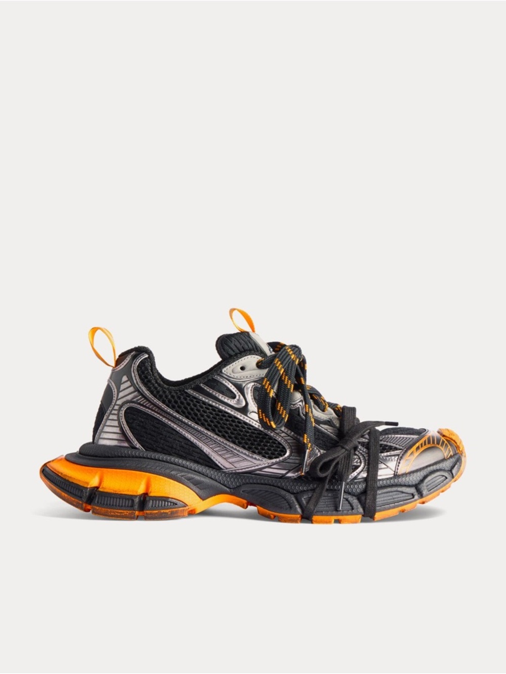 Balenciaga Black and Orange Trail-Style Sneakers